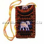 Этническая сумочка для телефона Белый слон h=13 см вышивка, биссер, hand made Индия